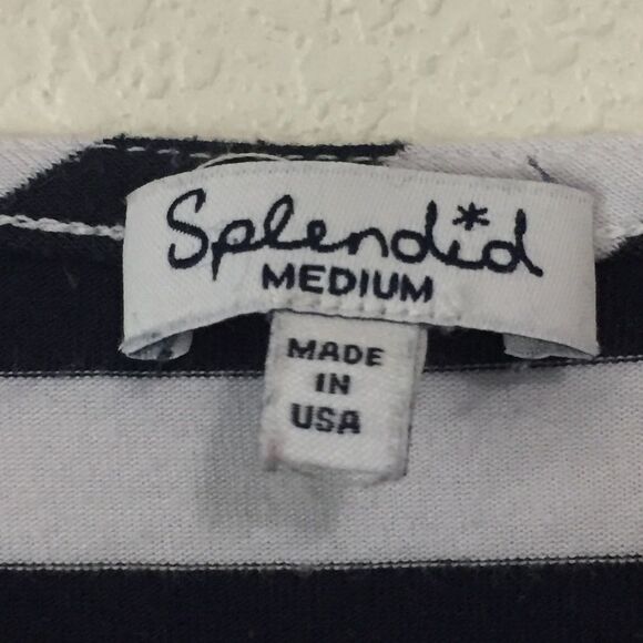 Splendid Striped 1/2 Sleeve T Shirt Bodycon Mini Dress Fitted White Black Medium - Picture 4 of 7